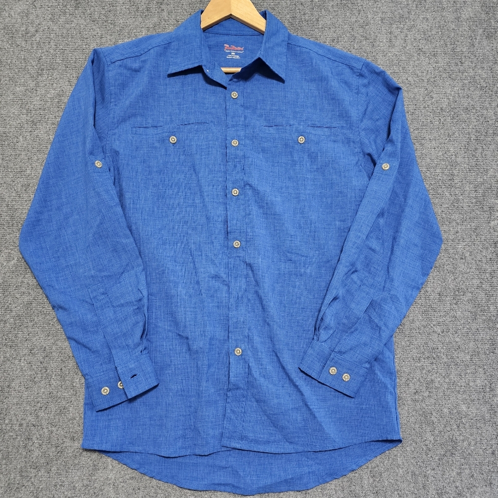 Railriders Button Up Shirt Mens Blue M Fishing Outdoor Lightweight Performance